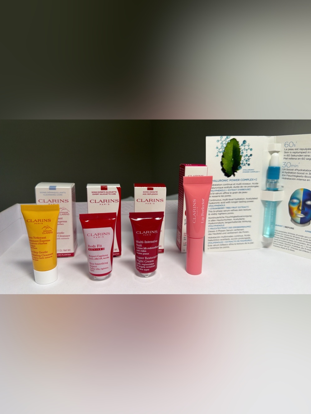 New,unused Clarins Lip Perfector and Assorted Skincare mini size set